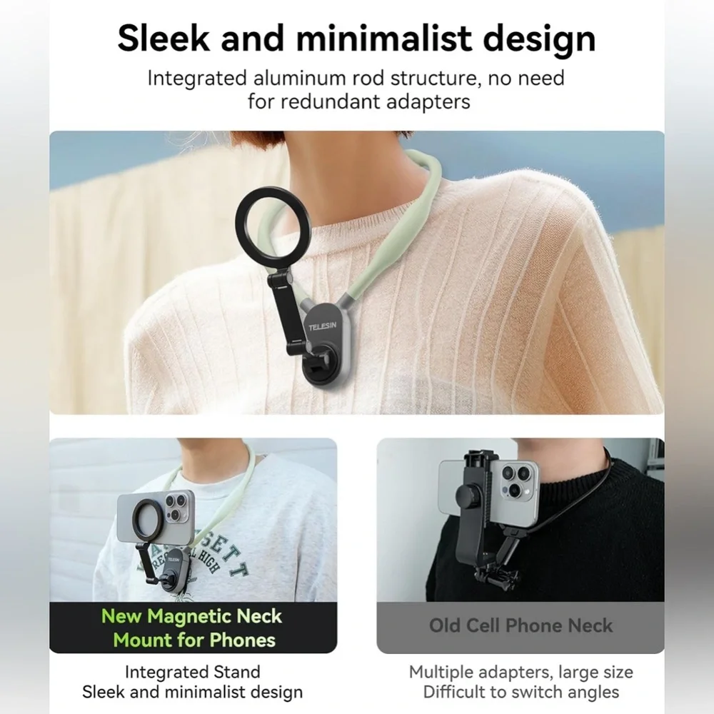 BNIB TELESIN smartphone magnetic neck holder green